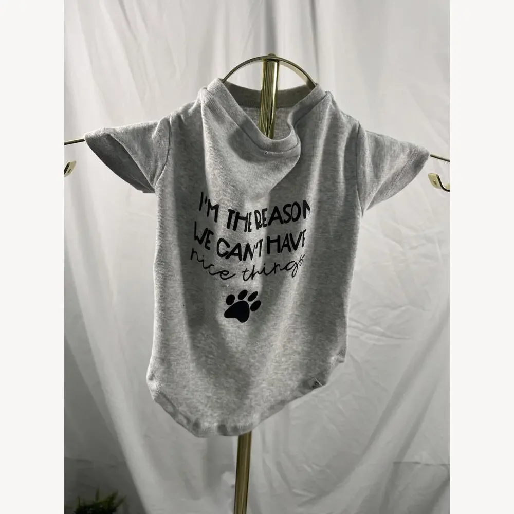I'm The Reason We Can't Have Nice Things Funny Dog T-Shirt Medium Grey Paw Print